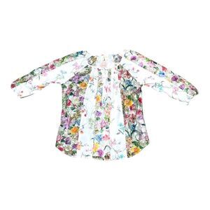 Anthropologie Floral Print Fig And Flower Top Blouse Sheer Lightweight Fabric S